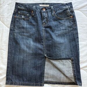 Midi tight denim skirt